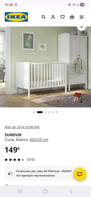 Cuna SUNDVIK + Colchón Lémur Volana + 2 fundas
