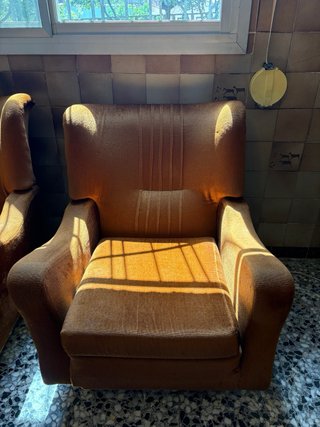 Conjunto 2 sillones marrones terciopelo