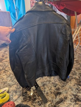 Chaqueta de cuero auténtico de estilo motero cl 44