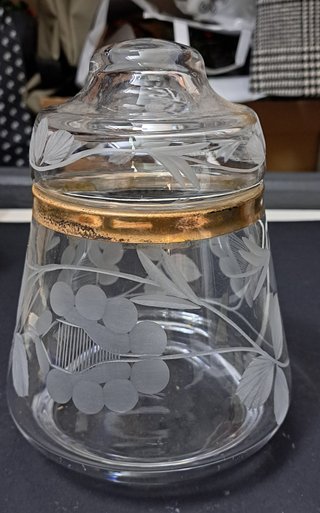 Vaso cristallo vintage con coperchio 18 cm