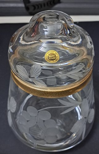 Vaso cristallo vintage con coperchio 18 cm