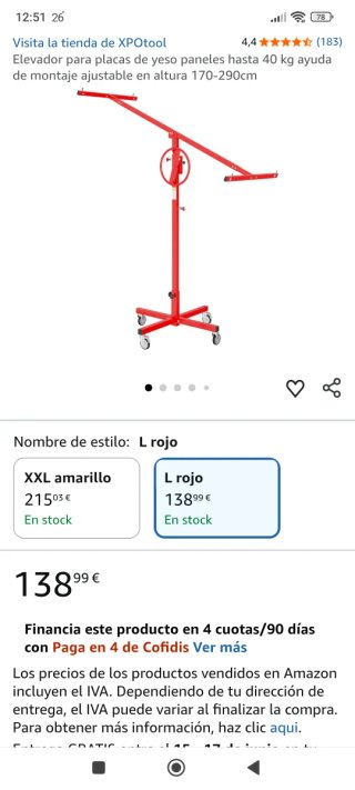 Elevador Placas Yeso Ajustable 170-290cm