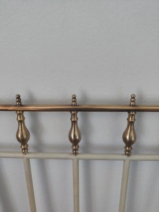 Cabecero antiguo metal cama 90 beige/dorado
