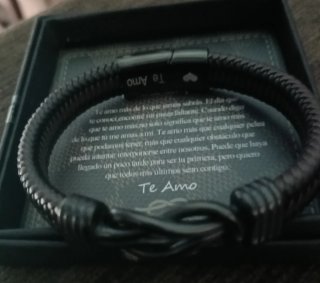 Bracciale in pelle e acciaio per uomo Te Amo