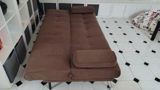 Sofá Cama Marrón Tela
