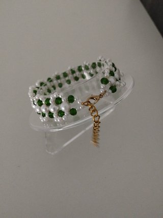 Pulsera  de perlas de plástico y cuentas de crista