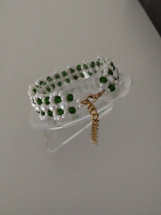 Pulsera  de perlas de plástico y cuentas de crista
