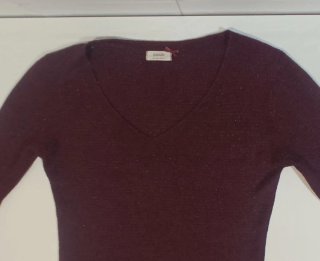 Jersey Amichi cuello pico burdeos manga 3/4