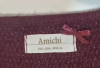 Jersey Amichi cuello pico burdeos manga 3/4