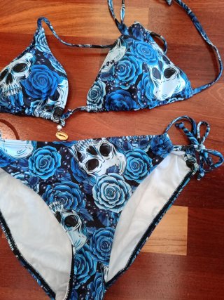 Bikini Calaveras y Rosas Azul