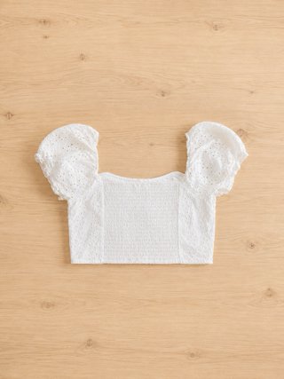 Crop top blanco bordado Hollister