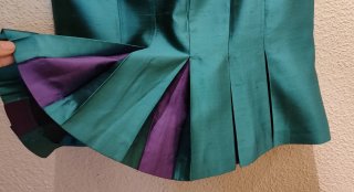 Falda Alta Costura Seda Salvaje Verde Esmeralda