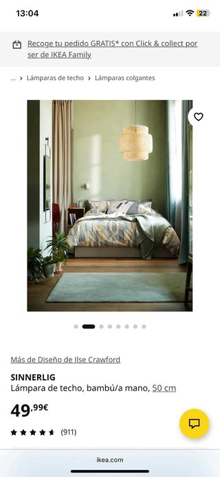 Lámpara Techo Bambú Ikea 50cm
