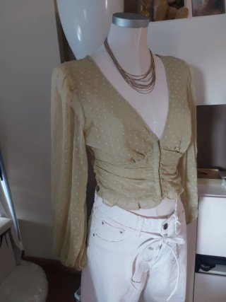 Blusa Stradivarius plumeti verde talla L