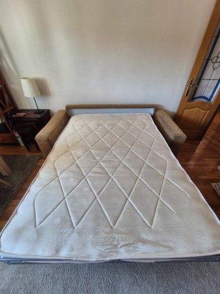 Sofá cama 1,35 beige y marrón