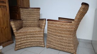 Juego 2 Butacas Mimbre y Madera