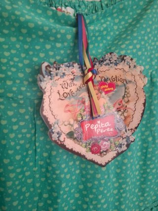 Falda larga Pepita Perez M verde con corazones