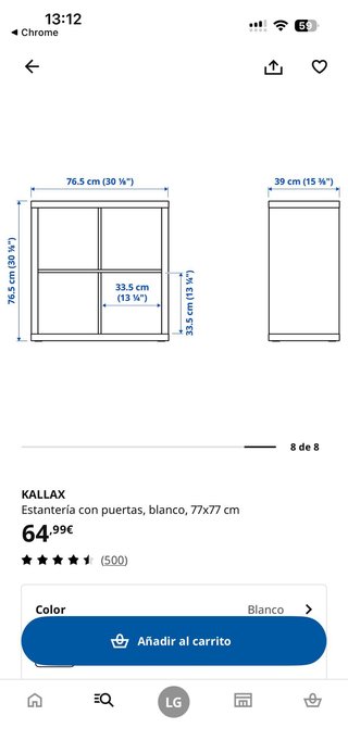 Estantería Kallax 4 cubos con puertas