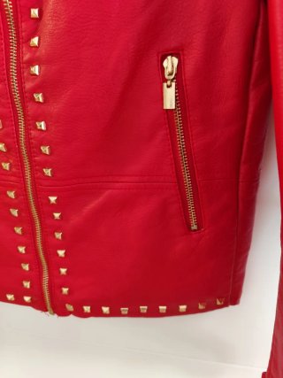 Chaqueta Roja Polipiel Tachuelas Doradas Talla S