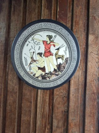 Piatto Iris in terracotta Greco vintage