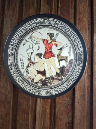 Piatto Iris in terracotta Greco vintage