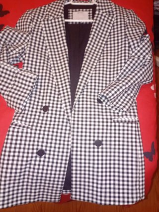 Americana Zara cuadros blanco y negro Talla XS