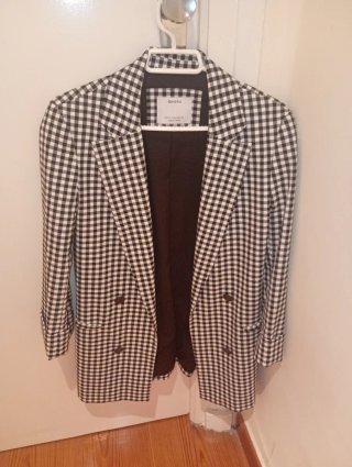 Americana Zara cuadros blanco y negro Talla XS