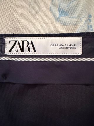 Pantalones de vestir Zara cuadros azul y marrón