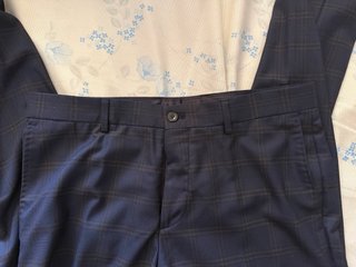 Pantalones de vestir Zara cuadros azul y marrón