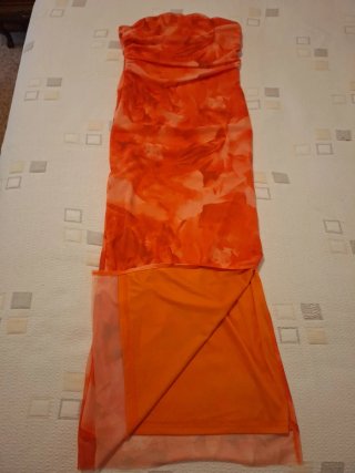 Vestido largo naranja con abertura Talla L