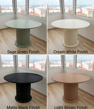 Mesa redonda de madera maciza extensible
