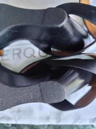 Sandalias Uterqüe Raso Negro Cuña Talla 38