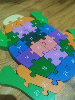 Puzzle de madera de rana con números
