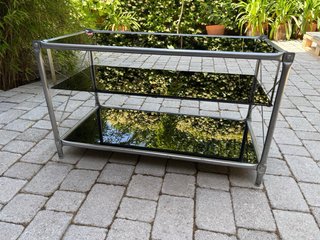 Mesa TV metal y cristal negro