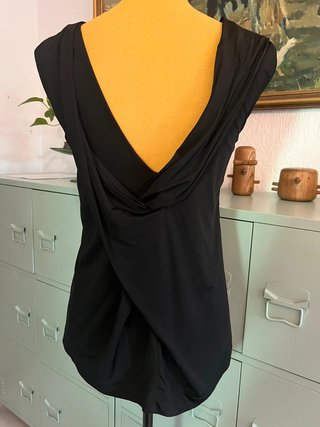 Purificación García Blouse Elegant Open Back Draped Black Great Condition