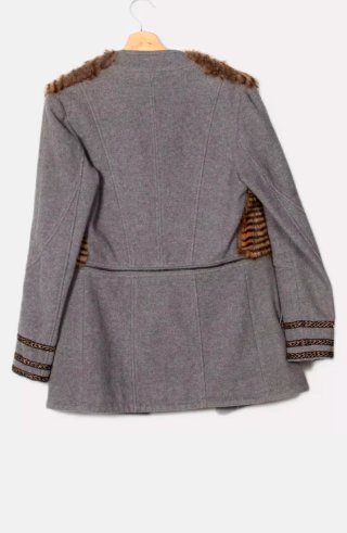 Chaquetón mujer gris y marrón