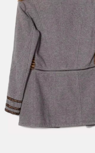 Chaquetón mujer gris y marrón