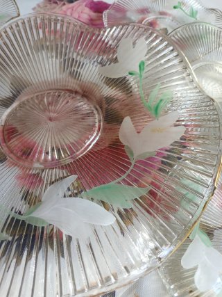 Set 6 Piatti da Dolce Vetro Decorati Floreale