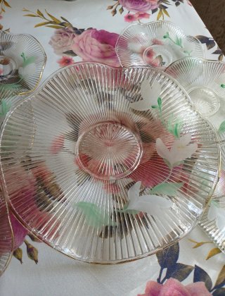 Set 6 Piatti da Dolce Vetro Decorati Floreale