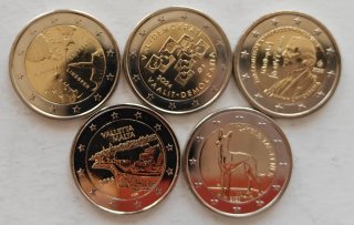 Lote 5 monedas 2 euros conmemorativas