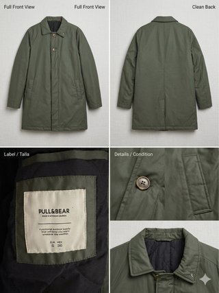 Parka acolchada Pull&Bear Verde Oliva Talla S -