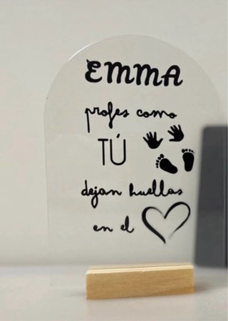 Placa Metacrilato con Base Madera