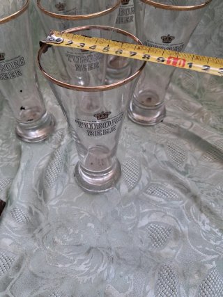 Bicchieri Tuborg con bordo oro