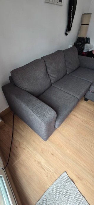 Sofá chaise longue gris tela