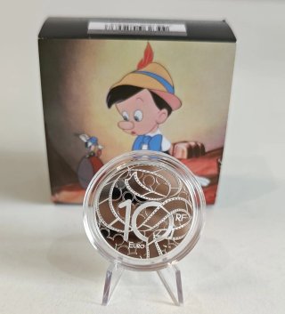 MONEDA DE 10€ PLATA PROOF COLOR PINOCHO