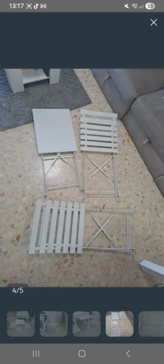 Conjunto Mesa y 2 Sillas Exterior Metal Blanco