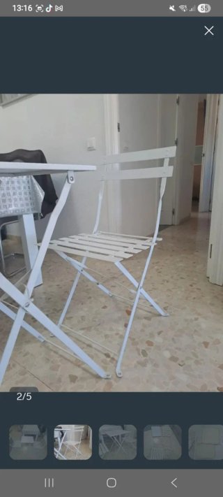 Conjunto Mesa y 2 Sillas Exterior Metal Blanco
