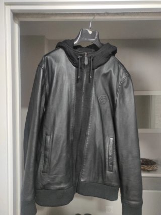 Auténtica Chaqueta Cuero Philipp Plein Negra