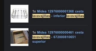 Cesto superior y inferior para lavavajillas