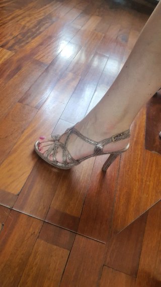 Sandalias tacón metalizadas María Jaén